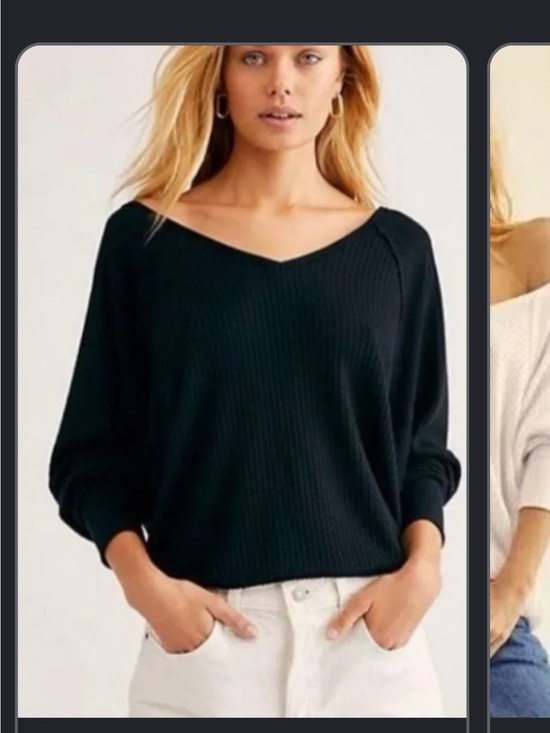 We The Free Sweaters - We The Free Black V-Neck Ribbed Pullover Santa Clara